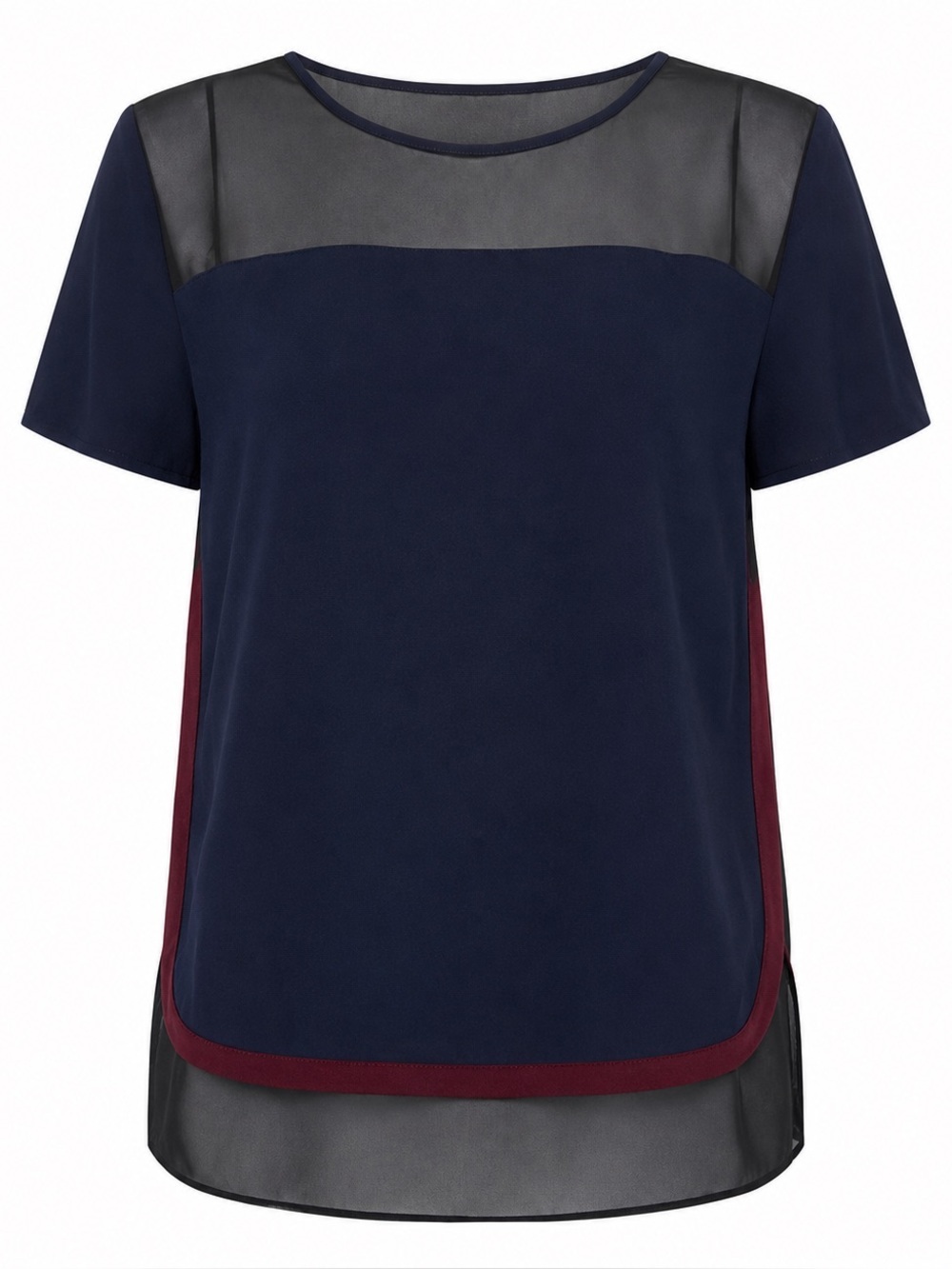 Diane Von Furstenberg navy/black colorblock silk top, size 6
